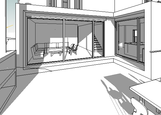 vy från uteplats mot tv-rum vy från uteplats mot tv-rum